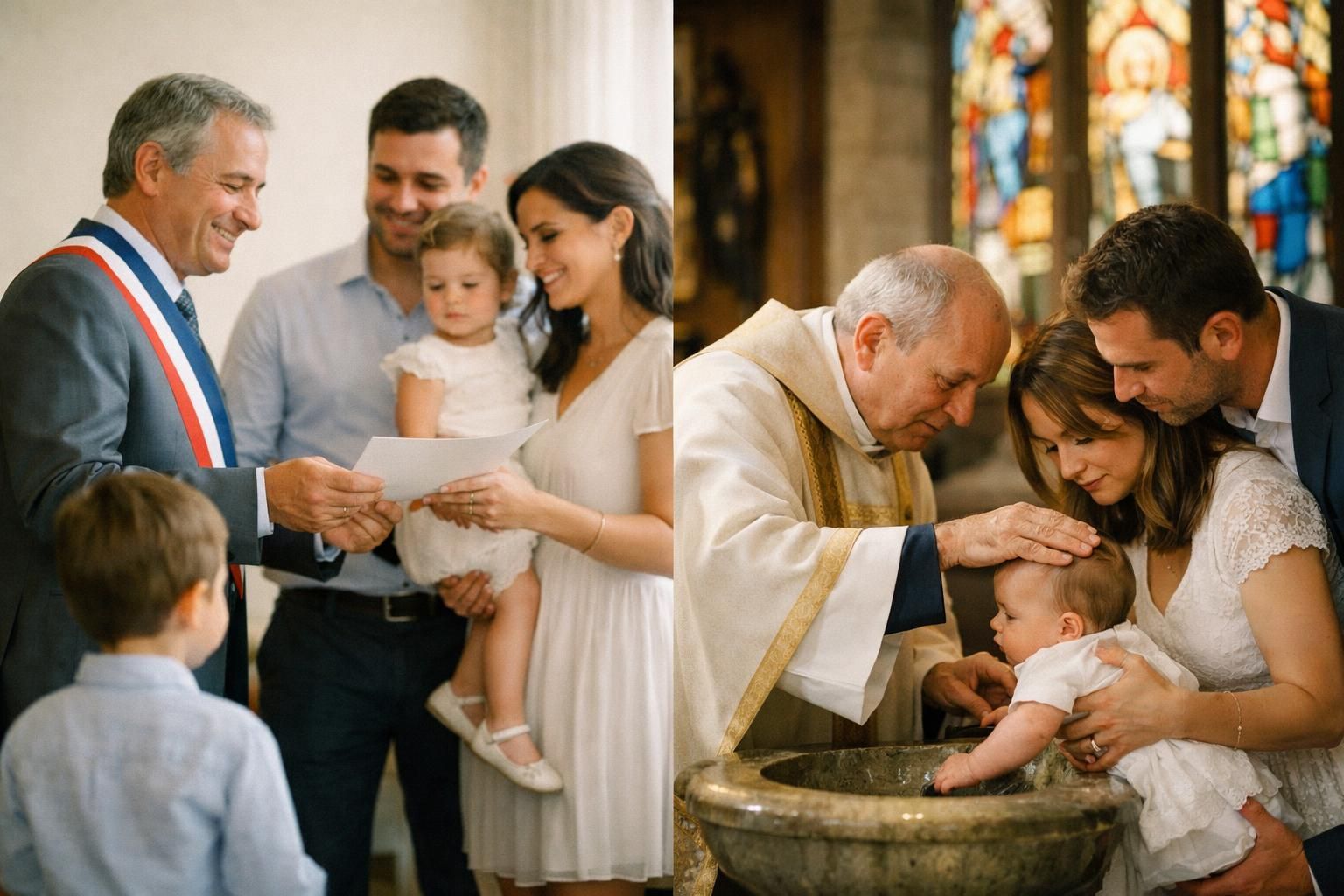 découvrez si vous pouvez réaliser un baptême civil et religieux, les différences entre les deux, et les démarches pour concilier ces deux cérémonies.